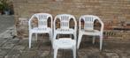 3 witte Kunststof Stoelen + Bijzettafeltje, Tuin en Terras, Ophalen of Verzenden, Gebruikt, Kunststof, Stapelbaar