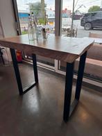 Houten hoge tafel met metalen poten, Antiek en Kunst, Ophalen of Verzenden
