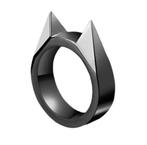 Zwarte Kattenoortjes Ring - Zelfverdediging, Sieraden, Tassen en Uiterlijk, Ringen, Ophalen of Verzenden, Nieuw, Zwart, Dame of Heer