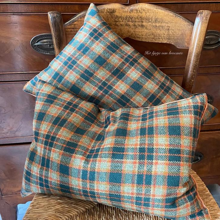 Engelse SET Tweed kussens Checkers/Herringbone, Huis en Inrichting, Woonaccessoires | Kussens, Nieuw, Rechthoekig, Ophalen of Verzenden