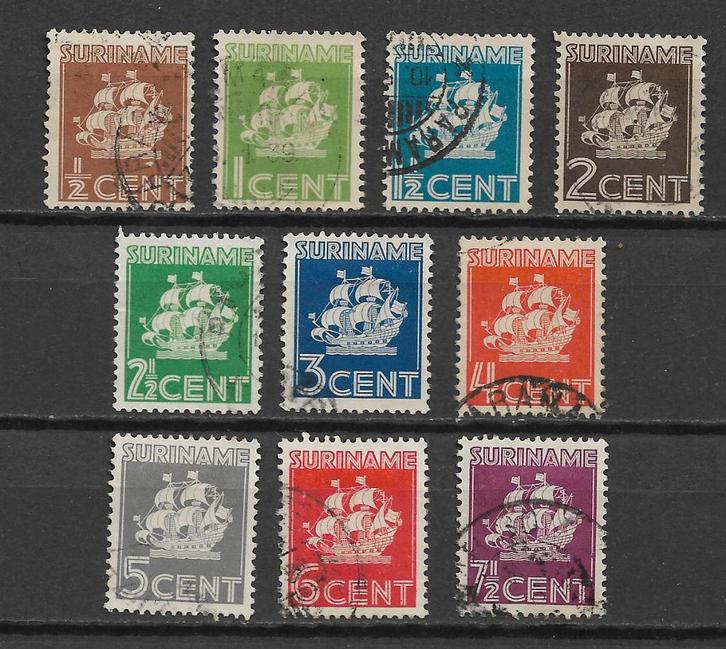 Suriname 1936 Bootje schip, Postzegels en Munten, Postzegels | Suriname, Gestempeld, Verzenden