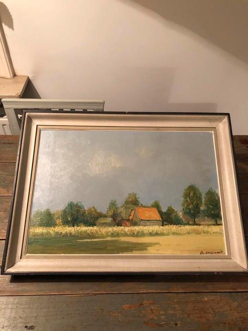 KUNST SCHILDERIJ OLIE OP DOEK  BERNARD STEYAERT LANDSCHAP, Antiek en Kunst, Kunst | Schilderijen | Klassiek, Ophalen of Verzenden