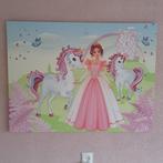 Canvas schilderij prinses met unicorns 100x75cm, Wanddecoratie, Zo goed als nieuw, Ophalen