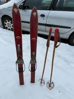Vintage houten kinder skies met stokken, 100 tot 140 cm, Petersohn, Zo goed als nieuw, Skiën