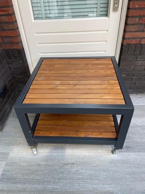 bijzet tafel buiten, Huis en Inrichting, Tafels | Bijzettafels, Gebruikt, Rechthoekig, 60 cm of meer, Minder dan 55 cm, Hout, Ophalen