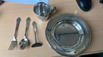 mooie kinderbordje van Gero verzilvert  met bestek en kopje, Antiek en Kunst, Antiek | Bestek, Ophalen of Verzenden