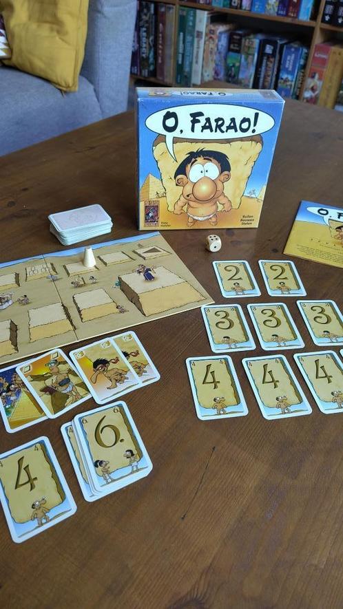 O, Farao! - Bordspel, Hobby en Vrije tijd, Gezelschapsspellen | Bordspellen, Zo goed als nieuw, Drie of vier spelers, Ophalen of Verzenden
