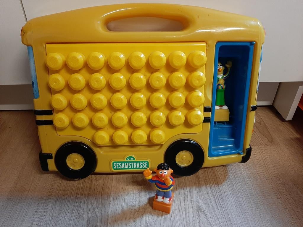 Sesamstraat schoolbus bus mega bloks met 2 poppetjes, Ophalen of Verzenden