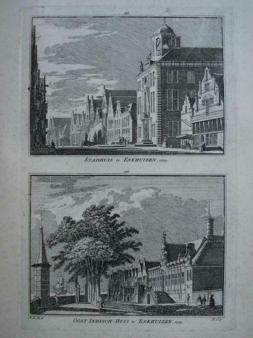 395-396 / Enkhuizen  Stadhuis en Oost Indisch Huis, Antiek en Kunst, Kunst | Etsen en Gravures, Ophalen of Verzenden