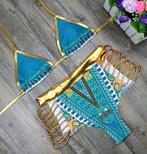 Turquoise gouden afrikaanse bikini boho dames vrouwen, Verzenden, Nieuw, Bikini