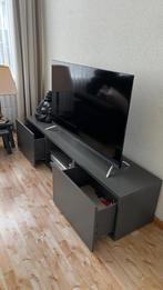 Tv-meubel met vitrine - Donkergrijs, Ophalen, 100 tot 150 cm, Minder dan 100 cm, 25 tot 50 cm