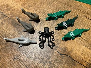 Lego vintage dieren haai, zaagvis, octopus, krokodil beschikbaar voor biedingen
