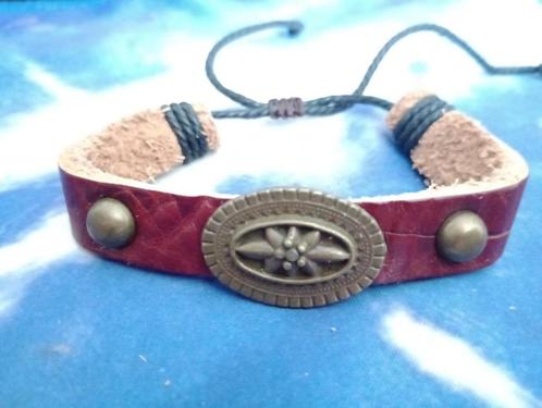 Roodbruin Western Leren Armband (A12) Size: 18/21cm, Sieraden, Tassen en Uiterlijk, Armbanden, Nieuw, Leer, Bruin, Met bedels of kralen