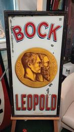 Reclamebord glas Bock leopold bier België, Ophalen of Verzenden, Gebruikt, Reclamebord