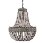 Kralen hanglamp / kroonluchter taupekleurig/hanglamp Mirthe, Ophalen, Zo goed als nieuw, Hout