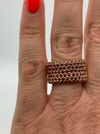 X685 Prachtige zilveren ring goudkleur roze saffier maat 19, Sieraden, Tassen en Uiterlijk, Ringen, 19 tot 20, Ophalen of Verzenden