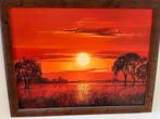 groot schilderij ondergaande zon + meer wanddecoraties, Ophalen of Verzenden