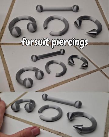 Fursuit piercings 3d printed, many colors available!  beschikbaar voor biedingen