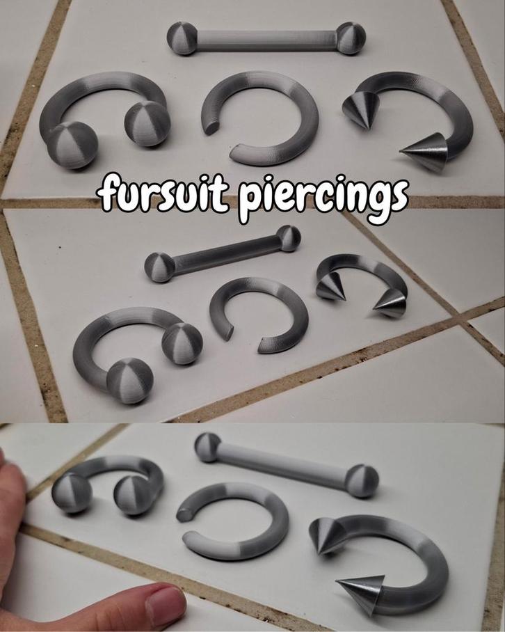 Fursuit piercings 3d printed, many colors available!, Hobby en Vrije tijd, Kostuums, Theaterbenodigdheden en LARP, Nieuw, Ophalen of Verzenden