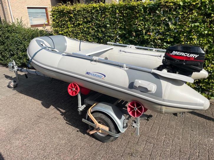 Nimarine rubberboot met motor, trailer en dekzeil, etc., Watersport en Boten, Rubberboten, Gebruikt, Overige merken, Aluminium