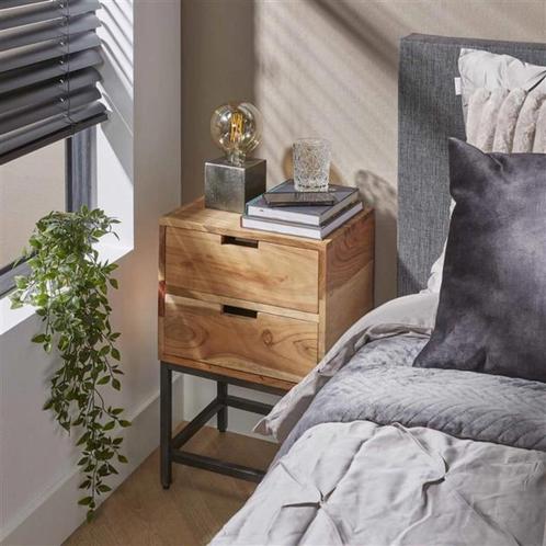 Nachtkastje met 2 lades, Huis en Inrichting, Slaapkamer | Nachtkastjes, Nieuw, Minder dan 55 cm, 45 tot 65 cm, Hout, Verzenden