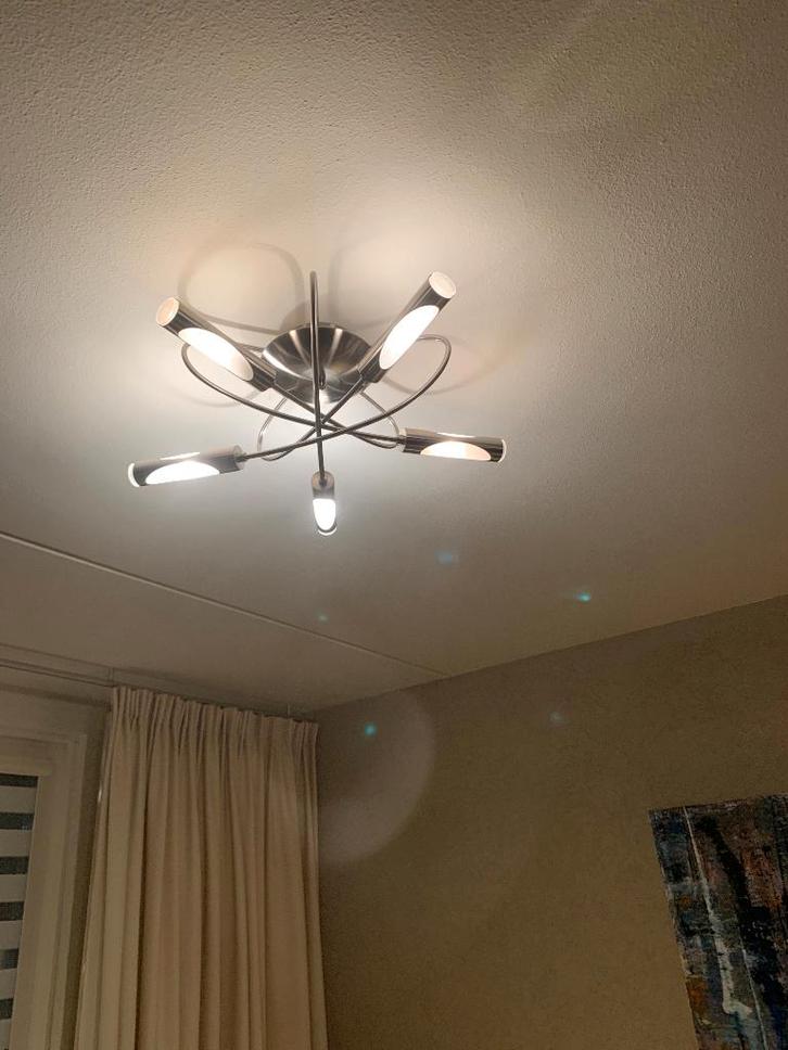 Plafondlamp, Huis en Inrichting, Lampen | Plafondlampen, Gebruikt, Glas, Metaal, Ophalen