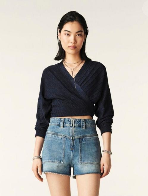 Ba&sh wikkelvestje maat 0, Kleding | Dames, Truien en Vesten, Zo goed als nieuw, Maat 34 (XS) of kleiner, Blauw, Ophalen of Verzenden