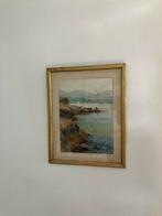 Aquarel van een kustgebied, Antiek en Kunst, Kunst | Schilderijen | Klassiek, Ophalen