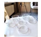 6 retro kristal arcoroc france clear glass starburst bowls, Ophalen of Verzenden
