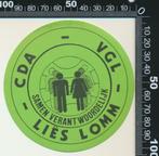 Sticker: CDA - VGL - Lies Lomm, Ophalen of Verzenden