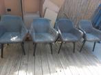 vier grijze stoelen met zwarte poten, Huis en Inrichting, Stoelen, Grijs, Vier, Gebruikt, Ophalen of Verzenden