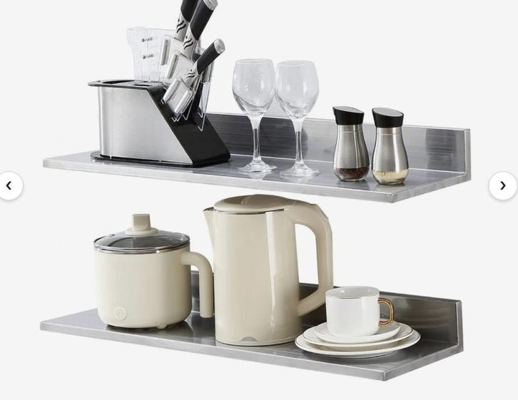 RVS keukenplank 762 x 218 x 85 mm 2 stuks, Huis en Inrichting, Woonaccessoires | Wandplanken en Boekenplanken, Nieuw, Ophalen