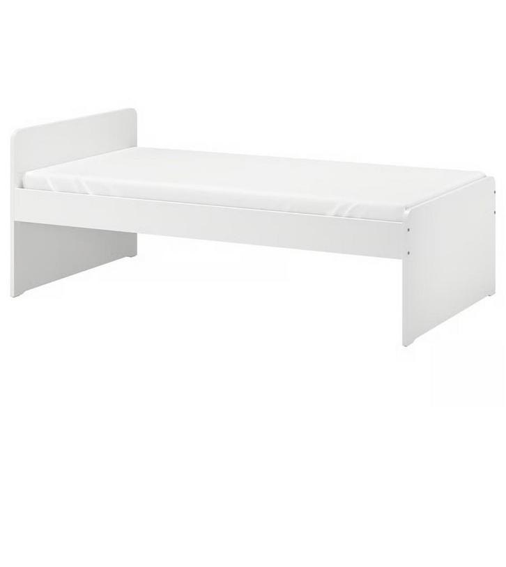 IKEA Slakt Bedframe - Wit - Eenpersoons, Huis en Inrichting, Slaapkamer | Bedden, Zo goed als nieuw, Eenpersoons, 90 cm, 200 cm