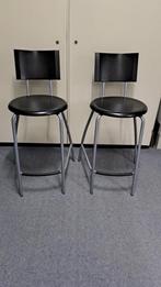 Zwarte barkruk met metalen frame, 2 stuks, Ophalen, Zwart, Zo goed als nieuw, Metaal