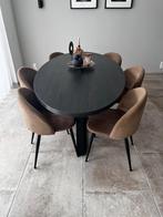 6 bruin suede / velvet stoelen, Ophalen, Bruin, Zo goed als nieuw, Stof