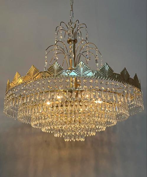 Vintage Xl Design Kristallen Kroonluchter Zakkroonluchter, Huis en Inrichting, Lampen | Kroonluchters, Ophalen of Verzenden
