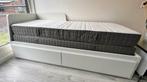 IKEA Flekke bedbank met lades en 2 matrassen, Huis en Inrichting, Ophalen, Wit, Tweepersoons, Zo goed als nieuw
