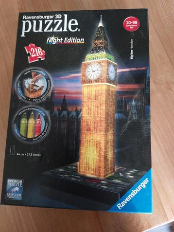 Ravensburger 3D Puzzel Big Ben Night Edition beschikbaar voor biedingen