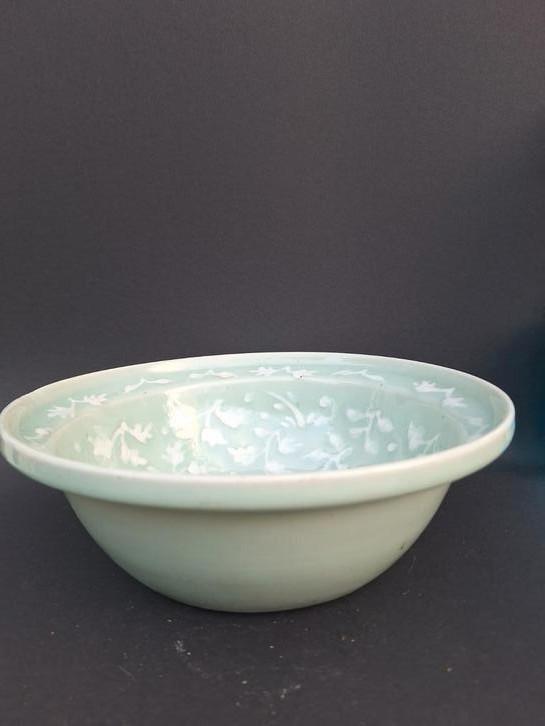 Celadon  kom ingelegd binnenzijde 18-19e Chinees porselein, Antiek en Kunst, Antiek | Porselein, Ophalen of Verzenden