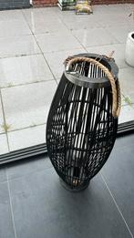Lantaarn zwart bamboehout tahitis 84 cm hoog   2 stuks, Huis en Inrichting, Woonaccessoires | Kandelaars en Kaarsen, Ophalen, Overige materialen
