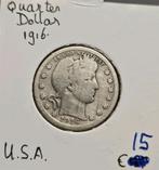 Quarter dollar 1916 D Amerika, Postzegels en Munten, Munten | Amerika, Verzenden, Noord-Amerika, Losse munt, Zilver