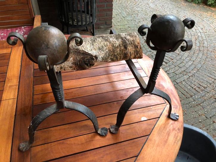 t.k.set chenets haardbokken Frankrijk jeu de boules 51cm, Antiek en Kunst, Curiosa en Brocante, Ophalen