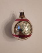 Ajeko, oude kerstbal, zilver, fuchsia, blauwgrijze takjes, Ophalen of Verzenden