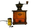 Electrische koffiemolen naar antiek schootkoffiemolen model, Antiek en Kunst, Ophalen of Verzenden
