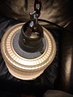 Prachtige vintage industriële Franse Holophane hanglamp, Ophalen of Verzenden, Zo goed als nieuw, Vintage industrieel, Glas