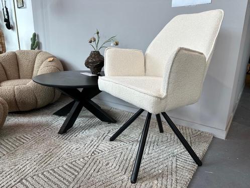 Eetkamerstoel wit - draaibare stoel teddy stof - witte stoel, Huis en Inrichting, Stoelen, Nieuw, Vijf, Zes of meer stoelen, Stof