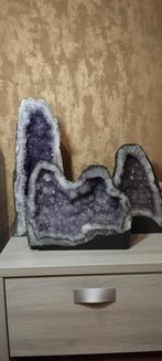 Prachtige Amethist Geode - Drie Grote Stukken, Verzamelen, Mineralen en Fossielen, Ophalen