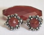 Zilveren broche en schroefoorbellen., Ophalen of Verzenden, Zilver, Broche