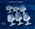 6x Cognacglas € 12 Balusterstam Olijfslijpsel kristal glas, Ophalen