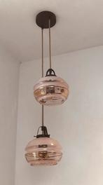 Unieke hanglamp met vintage glazen lampenkapjes, Ophalen, Gebruikt, 50 tot 75 cm, Vintage